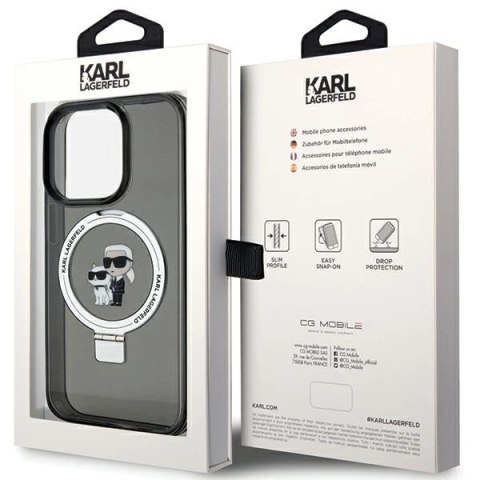 Etui Karl Lagerfeld Ring Stand Karl&Choupettte MagSafe do iPhone 13 Pro - czarne Etui Karl Lagerfeld Ring Stand Karl&Choupettte MagSafe do iPhone 13 Pro - czarne