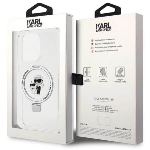 Etui Karl Lagerfeld Ring Stand Karl&Choupettte MagSafe do iPhone 14 Pro - białe