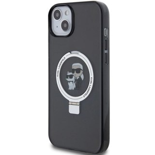 Etui Karl Lagerfeld Ring Stand Karl&Choupettte MagSafe do iPhone 15 Plus - czarne