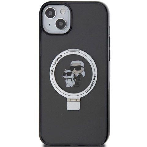 Etui Karl Lagerfeld Ring Stand Karl&Choupettte MagSafe do iPhone 15 Plus - czarne Etui Karl Lagerfeld Ring Stand Karl&Choupettte MagSafe do iPhone 15 Plus - czarne