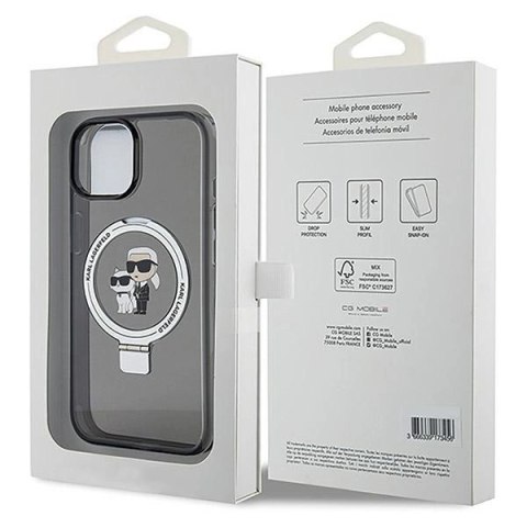 Etui Karl Lagerfeld Ring Stand Karl&Choupettte MagSafe do iPhone 15 Plus - czarne Etui Karl Lagerfeld Ring Stand Karl&Choupettte MagSafe do iPhone 15 Plus - czarne