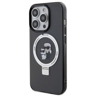 Etui Karl Lagerfeld Ring Stand Karl&Choupettte MagSafe do iPhone 15 Pro Max - czarne