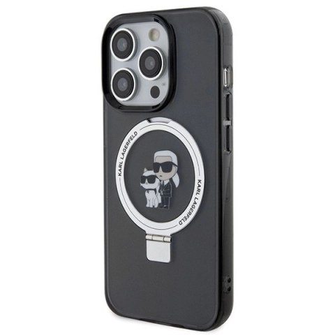 Etui Karl Lagerfeld Ring Stand Karl&Choupettte MagSafe do iPhone 15 Pro Max - czarne