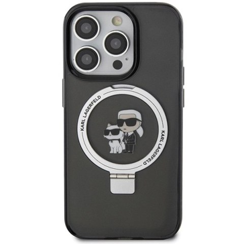 Etui Karl Lagerfeld Ring Stand Karl&Choupettte MagSafe do iPhone 15 Pro Max - czarne