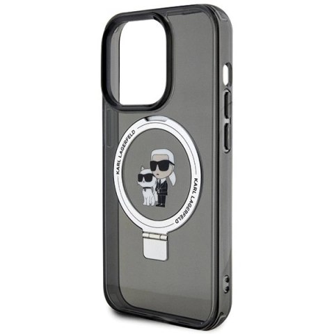 Etui Karl Lagerfeld Ring Stand Karl&Choupettte MagSafe do iPhone 15 Pro Max - czarne