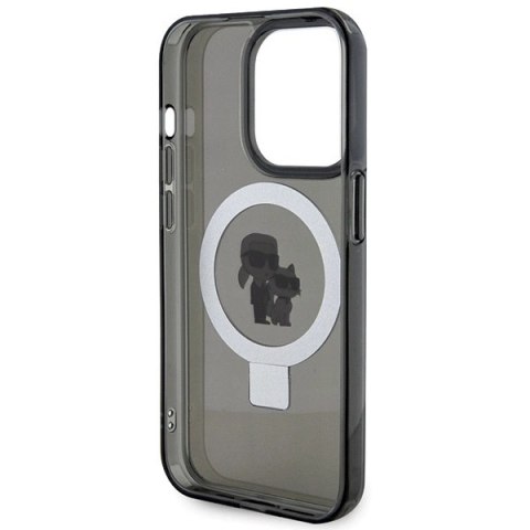 Etui Karl Lagerfeld Ring Stand Karl&Choupettte MagSafe do iPhone 15 Pro Max - czarne