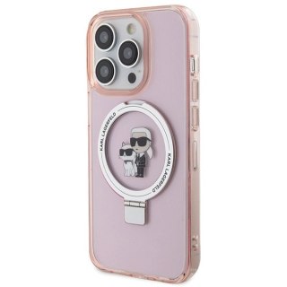 Etui Karl Lagerfeld Ring Stand Karl&Choupettte MagSafe do iPhone 15 Pro - różowe