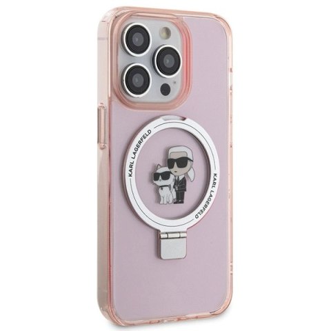 Etui Karl Lagerfeld Ring Stand Karl&Choupettte MagSafe do iPhone 15 Pro - różowe