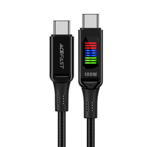 Kabel Acefast C7-03 USB-C USB-C 100W 1.2m z wyświetlaczem - czarny Kabel Acefast C7-03 USB-C USB-C 100W 1.2m z wyświetlaczem - czarny