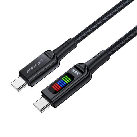 Kabel Acefast C7-03 USB-C USB-C 100W 1.2m z wyświetlaczem - czarny Kabel Acefast C7-03 USB-C USB-C 100W 1.2m z wyświetlaczem - czarny