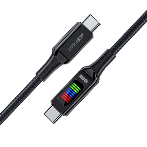 Kabel Acefast C7-03 USB-C USB-C 100W 1.2m z wyświetlaczem - czarny Kabel Acefast C7-03 USB-C USB-C 100W 1.2m z wyświetlaczem - czarny