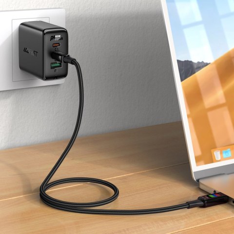 Kabel Acefast C7-03 USB-C USB-C 100W 1.2m z wyświetlaczem - czarny Kabel Acefast C7-03 USB-C USB-C 100W 1.2m z wyświetlaczem - czarny