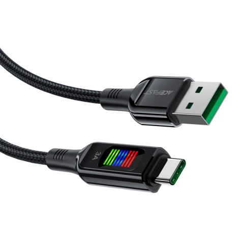 Kabel Acefast C7-04 USB-A USB-C 60W 1.2m z wyświetlaczem - czarny Kabel Acefast C7-04 USB-A USB-C 60W 1.2m z wyświetlaczem - czarny