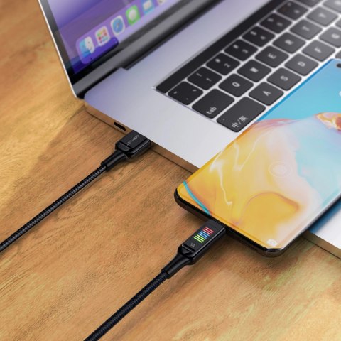Kabel Acefast C7-04 USB-A USB-C 60W 1.2m z wyświetlaczem - czarny Kabel Acefast C7-04 USB-A USB-C 60W 1.2m z wyświetlaczem - czarny