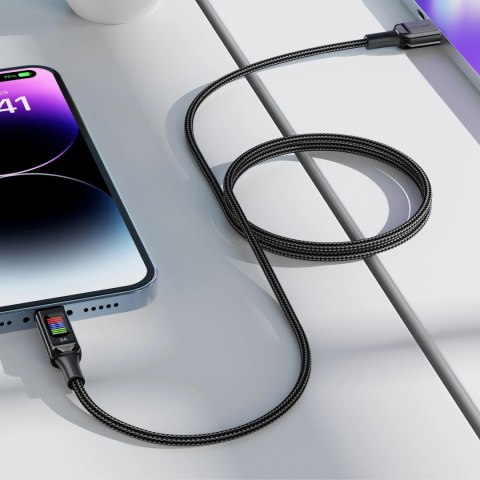 Kabel Acefast C7-04 USB-A USB-C 60W 1.2m z wyświetlaczem - czarny Kabel Acefast C7-04 USB-A USB-C 60W 1.2m z wyświetlaczem - czarny