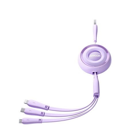 Kabel Joyroom Colorful Series S-A40 zwijany 3w1 USB-A - USB-C / Lightning / micro USB 1m - fioletowy Kabel Joyroom Colorful Series S-A40 zwijany 3w1 USB-A - USB-C / Lightning / micro USB 1m - fioletowy