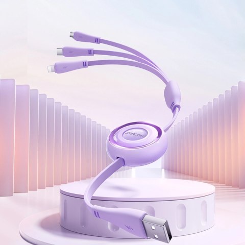 Kabel Joyroom Colorful Series S-A40 zwijany 3w1 USB-A - USB-C / Lightning / micro USB 1m - fioletowy Kabel Joyroom Colorful Series S-A40 zwijany 3w1 USB-A - USB-C / Lightning / micro USB 1m - fioletowy