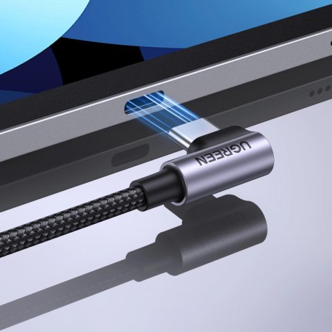 Kabel Ugreen US255 50122 USB-C (prosty) / USB-C (kątowy) PD QC 60W 3A 0.5m - szary Kabel Ugreen US255 50122 USB-C (prosty) / USB-C (kątowy) PD QC 60W 3A 0.5m - szary