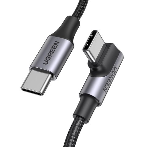 Kabel Ugreen US334 70645 USB-C (kątowy) / USB-C (prosty) 100W PD 2m - czarny Kabel Ugreen US334 70645 USB-C (kątowy) / USB-C (prosty) 100W PD 2m - czarny