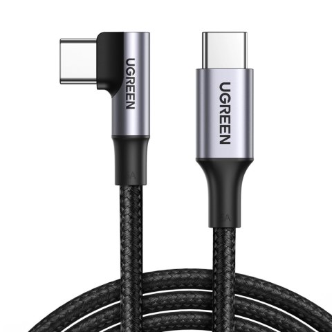 Kabel Ugreen US334 70645 USB-C (kątowy) / USB-C (prosty) 100W PD 2m - czarny Kabel Ugreen US334 70645 USB-C (kątowy) / USB-C (prosty) 100W PD 2m - czarny