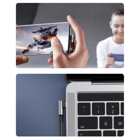 Kabel Ugreen US334 70645 USB-C (kątowy) / USB-C (prosty) 100W PD 2m - czarny Kabel Ugreen US334 70645 USB-C (kątowy) / USB-C (prosty) 100W PD 2m - czarny