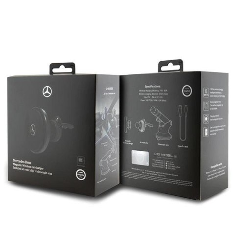 Uchwyt magnetyczny Mercedes Silver Stars MagSafe do kratki wentylacyjnej - czarny