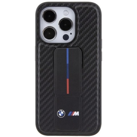 Etui BMW Grip Stand Smooth & Carbon na iPhone 15 Pro - czarne Etui BMW Grip Stand Smooth & Carbon na iPhone 15 Pro - czarne