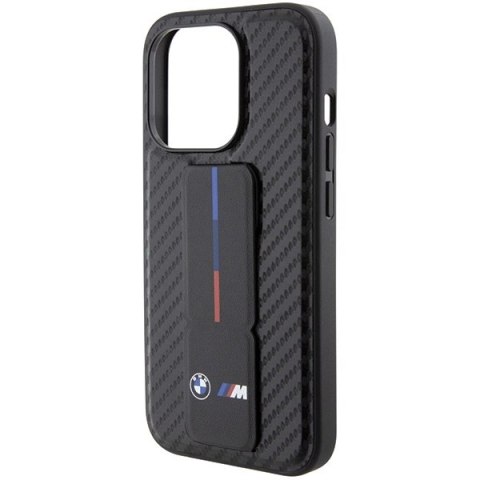 Etui BMW Grip Stand Smooth & Carbon na iPhone 15 Pro - czarne Etui BMW Grip Stand Smooth & Carbon na iPhone 15 Pro - czarne
