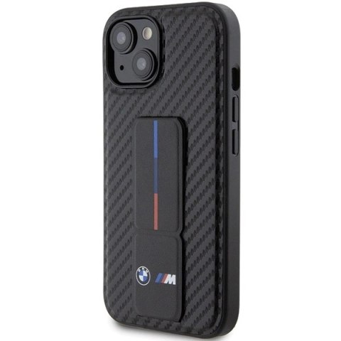 Etui BMW Grip Stand Smooth & Carbon na iPhone 15 - czarne Etui BMW Grip Stand Smooth & Carbon na iPhone 15 - czarne