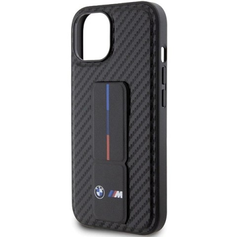 Etui BMW Grip Stand Smooth & Carbon na iPhone 15 - czarne Etui BMW Grip Stand Smooth & Carbon na iPhone 15 - czarne