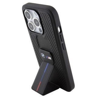 Etui BMW Grip Stand Smooth & Perforated na iPhone 15 Pro Max - czarne