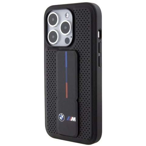 Etui BMW Grip Stand Smooth & Perforated na iPhone 15 Pro - czarne Etui BMW Grip Stand Smooth & Perforated na iPhone 15 Pro - czarne