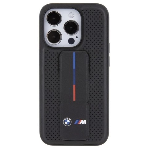 Etui BMW Grip Stand Smooth & Perforated na iPhone 15 Pro - czarne Etui BMW Grip Stand Smooth & Perforated na iPhone 15 Pro - czarne