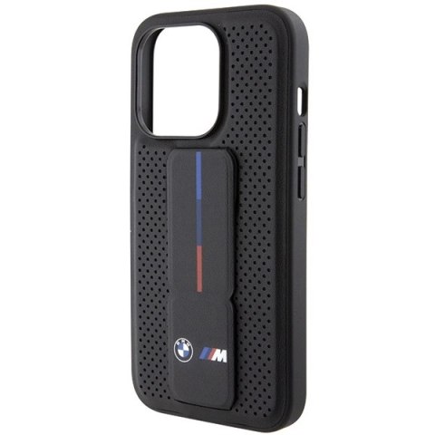 Etui BMW Grip Stand Smooth & Perforated na iPhone 15 Pro - czarne Etui BMW Grip Stand Smooth & Perforated na iPhone 15 Pro - czarne