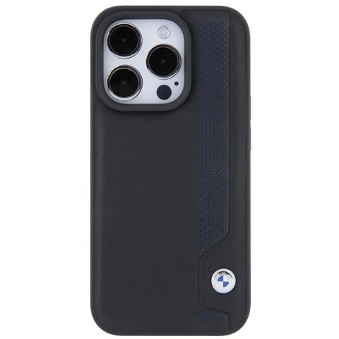Etui BMW Leather Blue Dots na iPhone 15 Pro Max - czarne Etui BMW Leather Blue Dots na iPhone 15 Pro Max - czarne