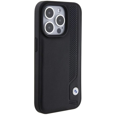 Etui BMW Leather Blue Dots na iPhone 15 Pro - czarne Etui BMW Leather Blue Dots na iPhone 15 Pro - czarne