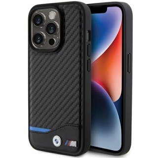 Etui BMW Leather Carbon MagSafe na iPhone 15 Pro Max - czarne