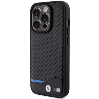 Etui BMW Leather Carbon MagSafe na iPhone 15 Pro Max - czarne