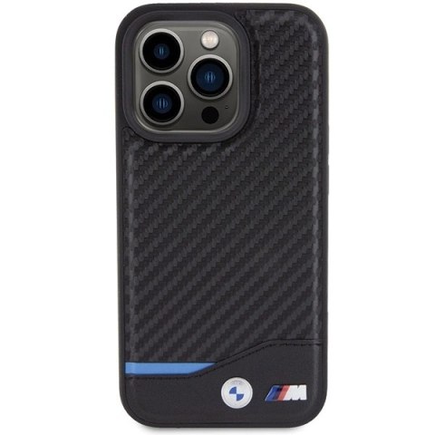 Etui BMW Leather Carbon MagSafe na iPhone 15 Pro Max - czarne Etui BMW Leather Carbon MagSafe na iPhone 15 Pro Max - czarne