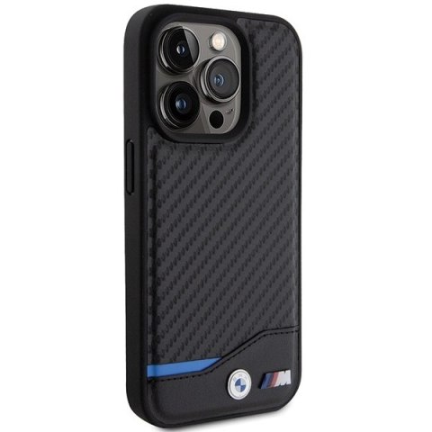 Etui BMW Leather Carbon MagSafe na iPhone 15 Pro Max - czarne Etui BMW Leather Carbon MagSafe na iPhone 15 Pro Max - czarne
