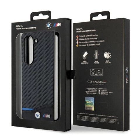 Etui BMW Leather Carbon na Samsung Galaxy Z Fold 5 - czarne Etui BMW Leather Carbon na Samsung Galaxy Z Fold 5 - czarne