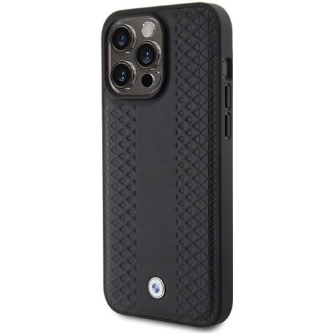 Etui BMW Leather Diamond Pattern na iPhone 15 Pro - czarne Etui BMW Leather Diamond Pattern na iPhone 15 Pro - czarne