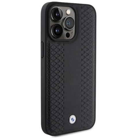 Etui BMW Leather Diamond Pattern na iPhone 15 Pro - czarne Etui BMW Leather Diamond Pattern na iPhone 15 Pro - czarne