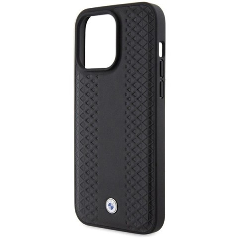 Etui BMW Leather Diamond Pattern na iPhone 15 Pro - czarne Etui BMW Leather Diamond Pattern na iPhone 15 Pro - czarne