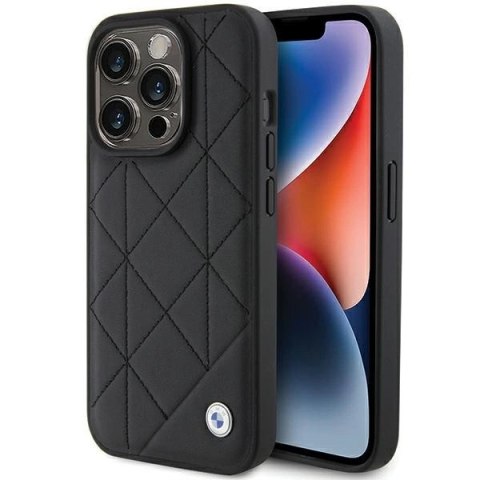 Etui BMW Leather Quilted na iPhone 15 Pro Max - czarne Etui BMW Leather Quilted na iPhone 15 Pro Max - czarne