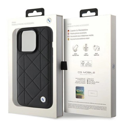 Etui BMW Leather Quilted na iPhone 15 Pro Max - czarne Etui BMW Leather Quilted na iPhone 15 Pro Max - czarne