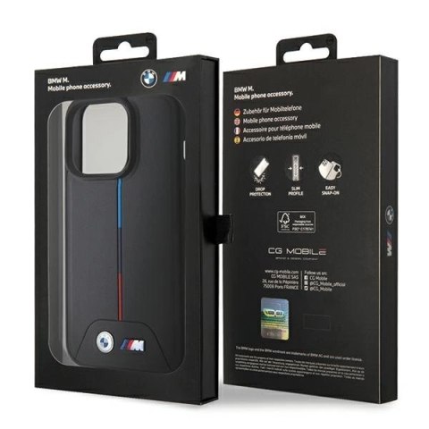 Etui BMW Quilted Tricolor MagSafe na iPhone 15 Pro - czarne Etui BMW Quilted Tricolor MagSafe na iPhone 15 Pro - czarne