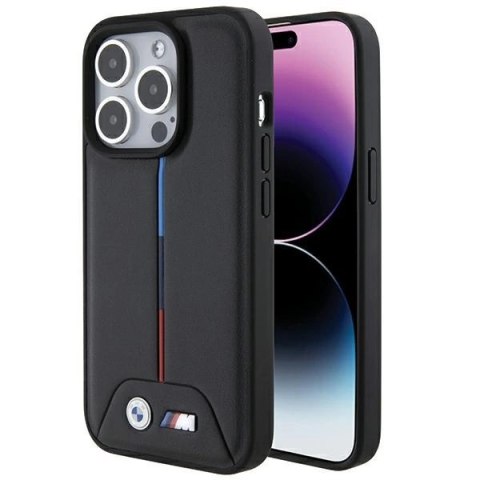 Etui BMW Quilted Tricolor na iPhone 15 Pro Max - czarne Etui BMW Quilted Tricolor na iPhone 15 Pro Max - czarne