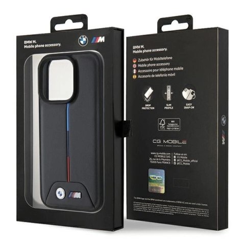 Etui BMW Quilted Tricolor na iPhone 15 Pro Max - czarne Etui BMW Quilted Tricolor na iPhone 15 Pro Max - czarne