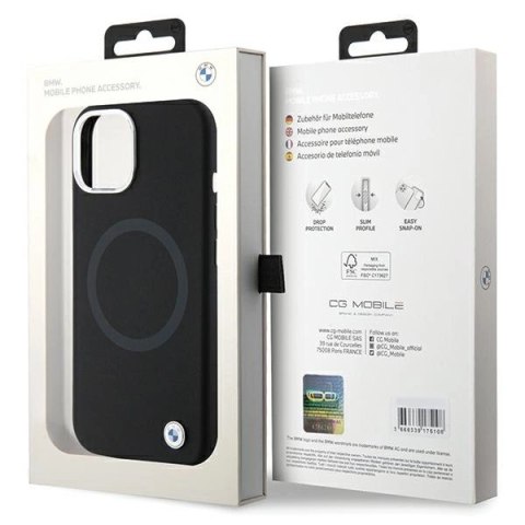 Etui BMW Signature Liquid Silicone MagSafe na iPhone 15 - czarne